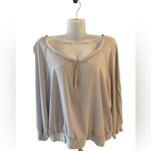 Jennifer Lopez Women’s Cream Satin Top Size Large 3/4 Sleeve